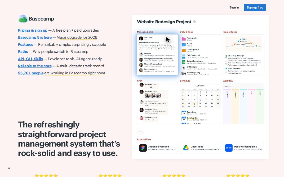 Basecamp website preview