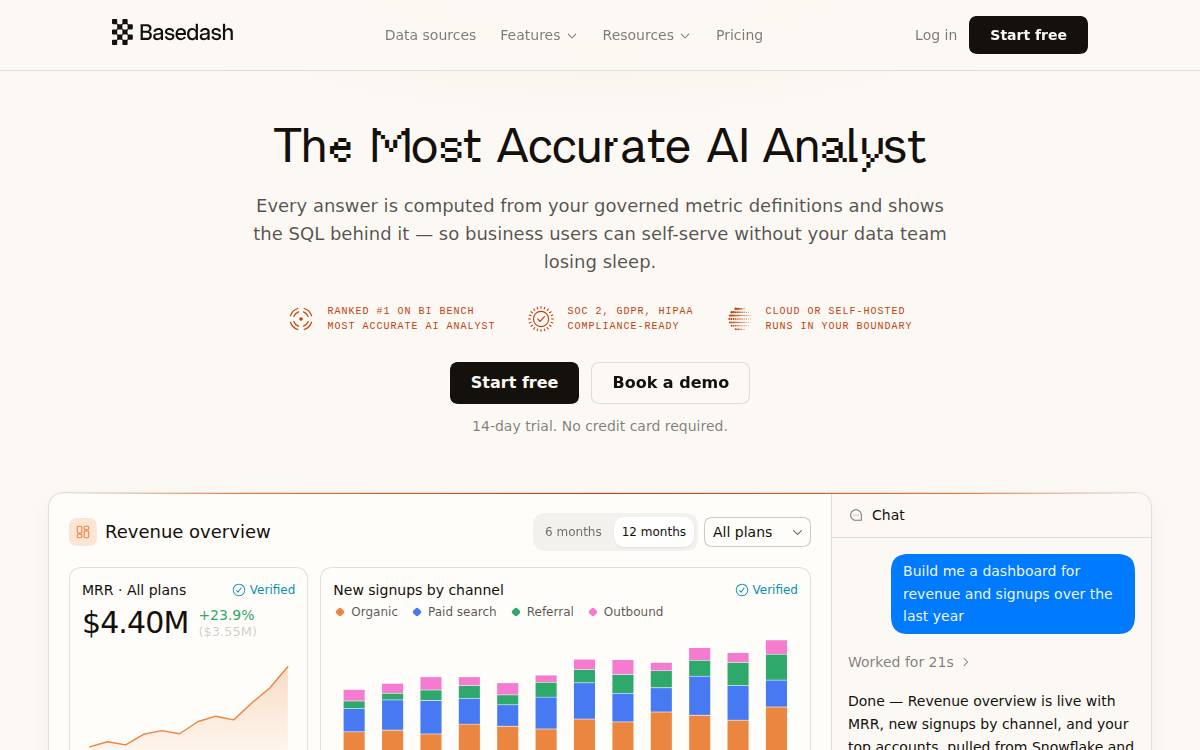 Basedash website preview