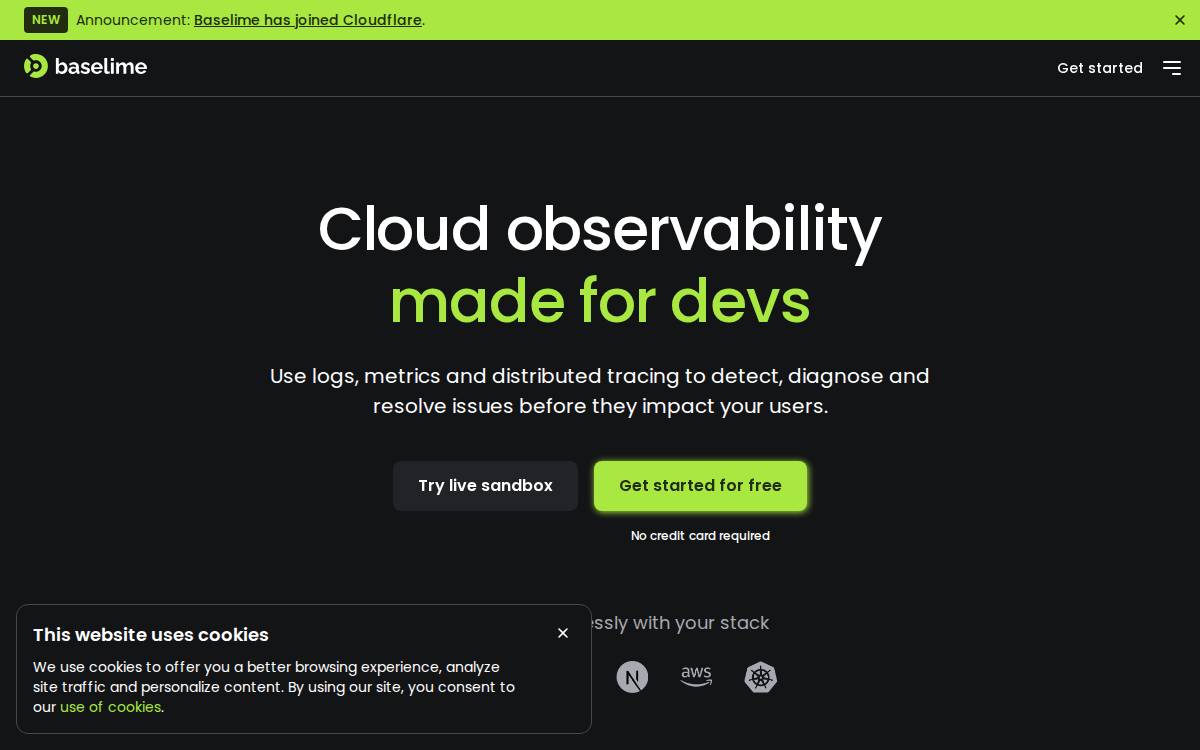 Baselime website preview