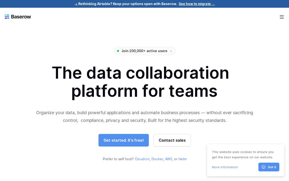 Baserow website preview