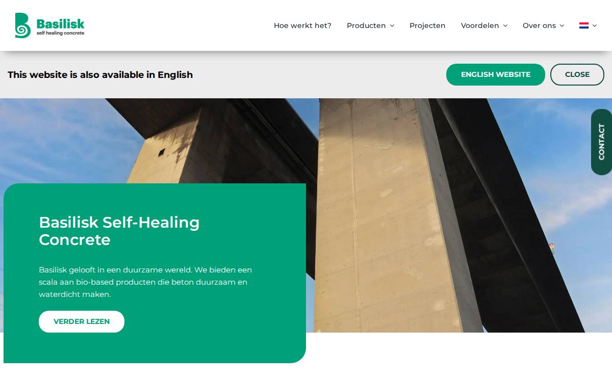 Basilisk Self-Healing Concrete website preview