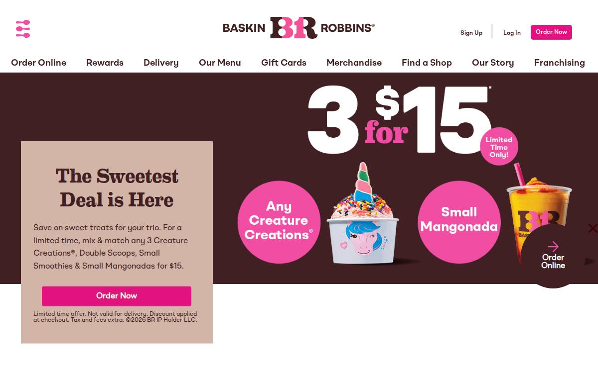 Baskin-Robbins (Inspire Brands) website preview