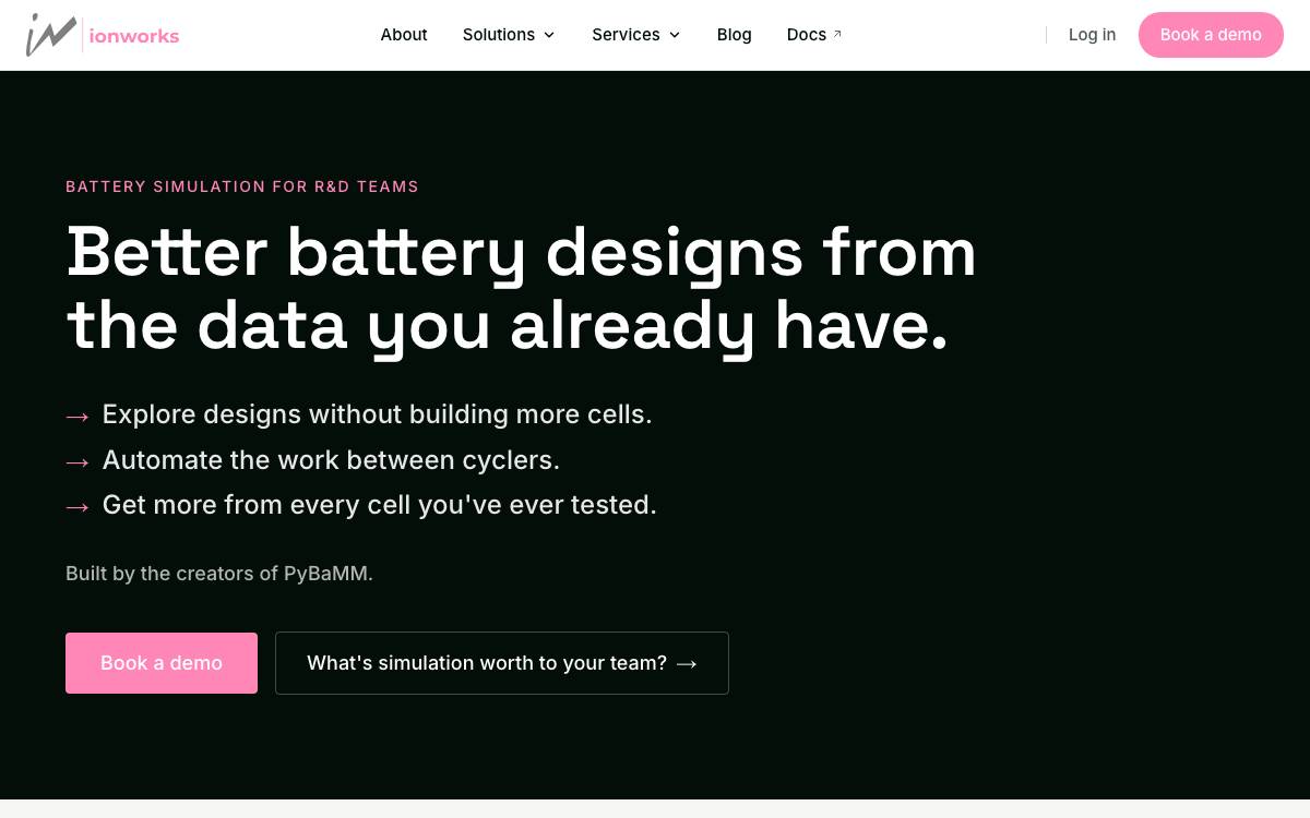 Ionworks website preview