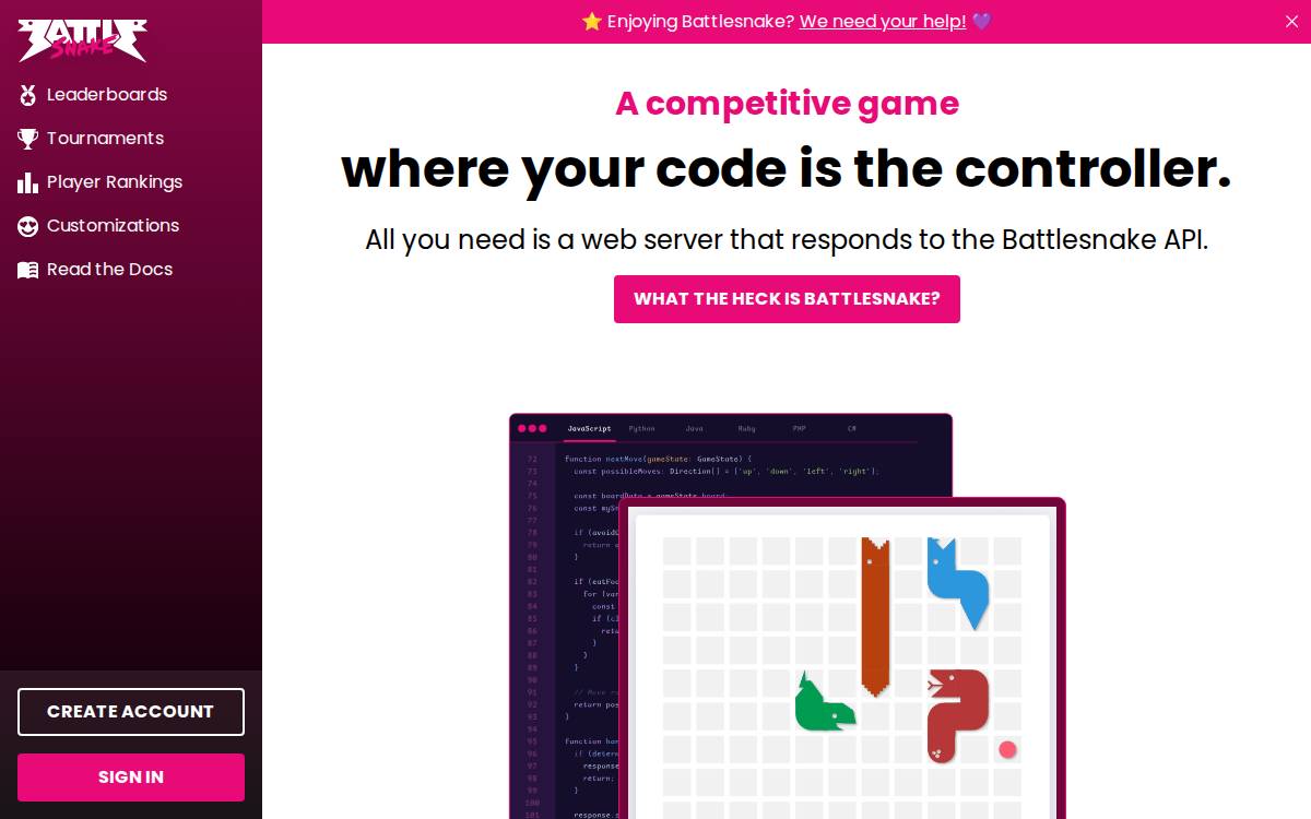 Battlesnake website preview
