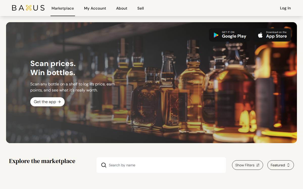 Baxus website preview
