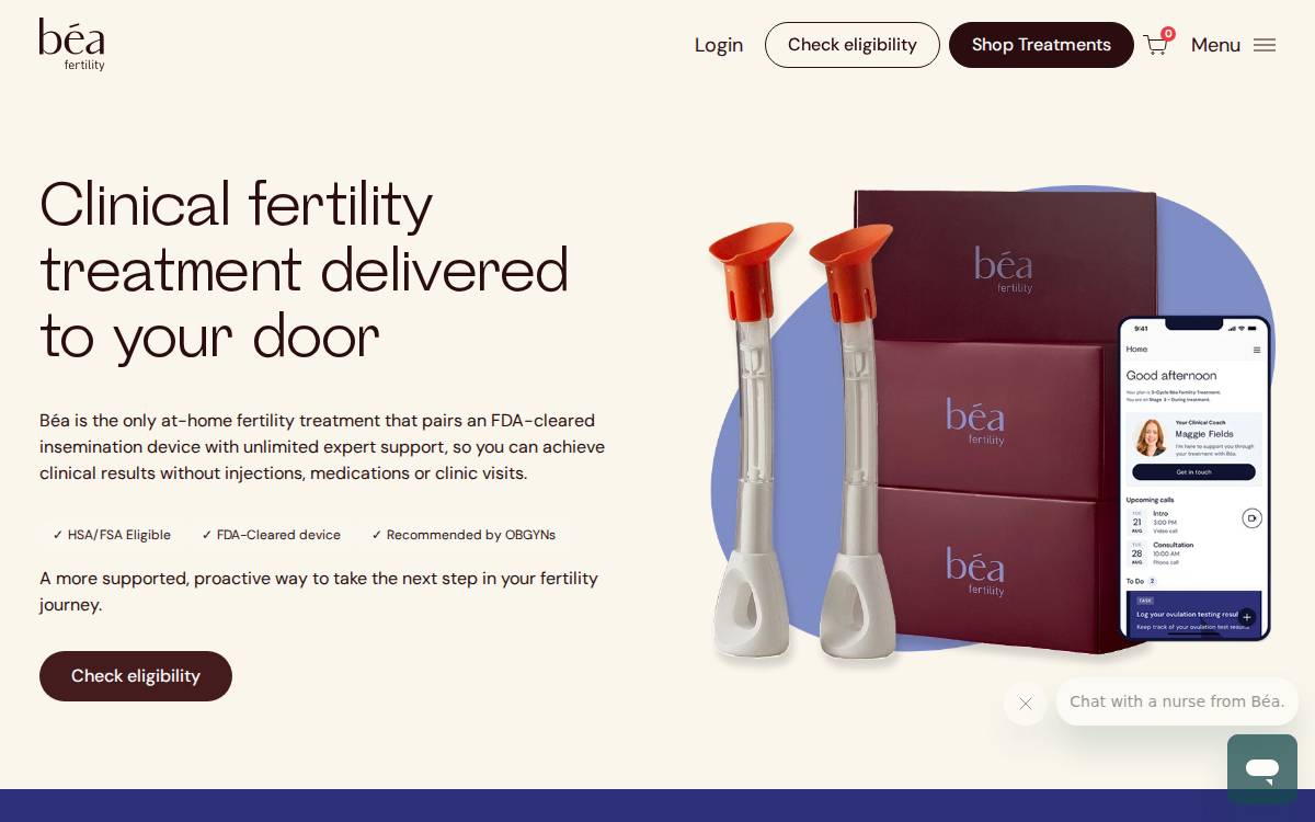 Béa Fertility website preview