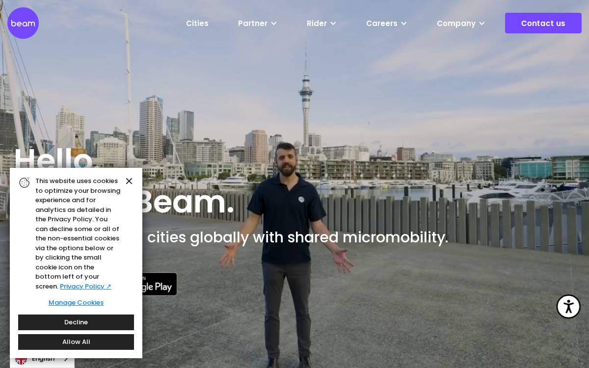 Beam website preview