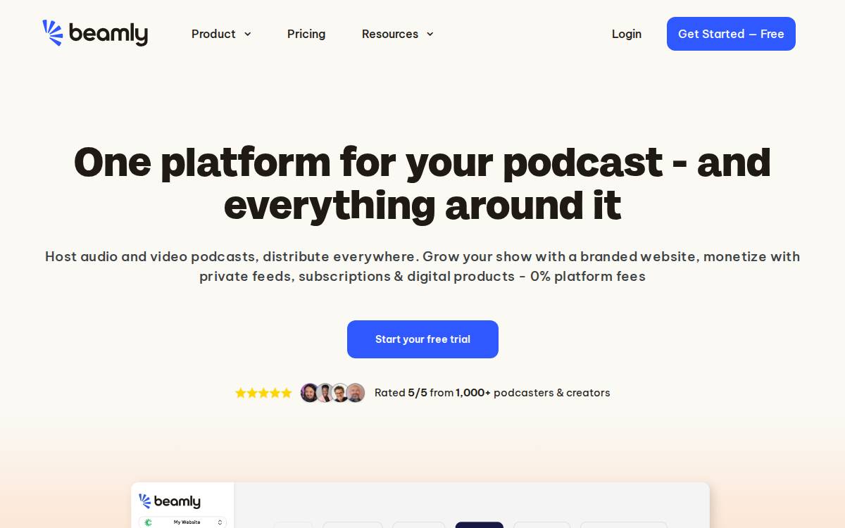 Beamly website preview