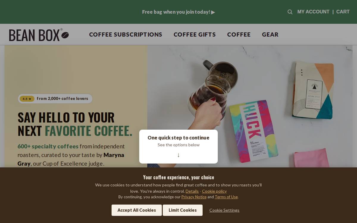 Bean BOX website preview