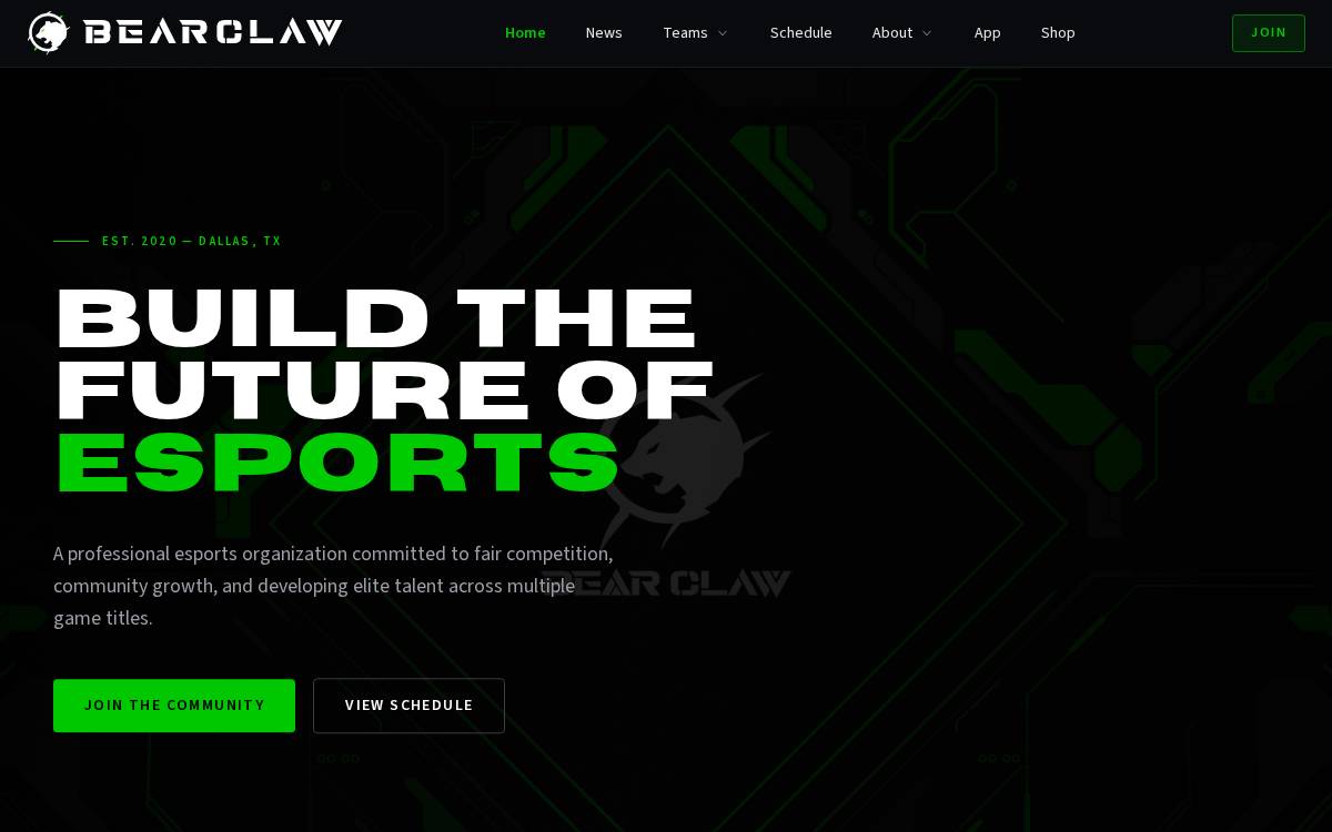 Bearclawesports website preview
