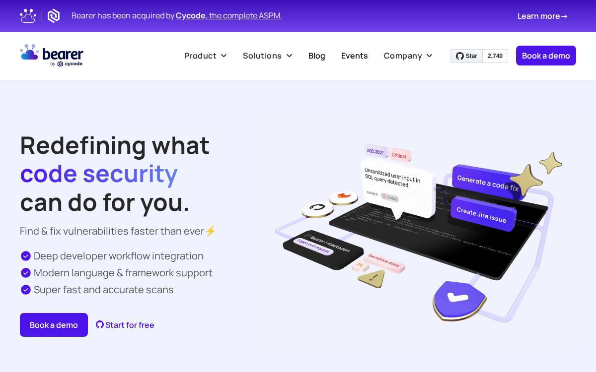Bearer website preview