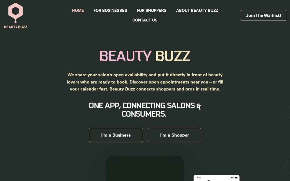 Beautybuzztheapp website preview