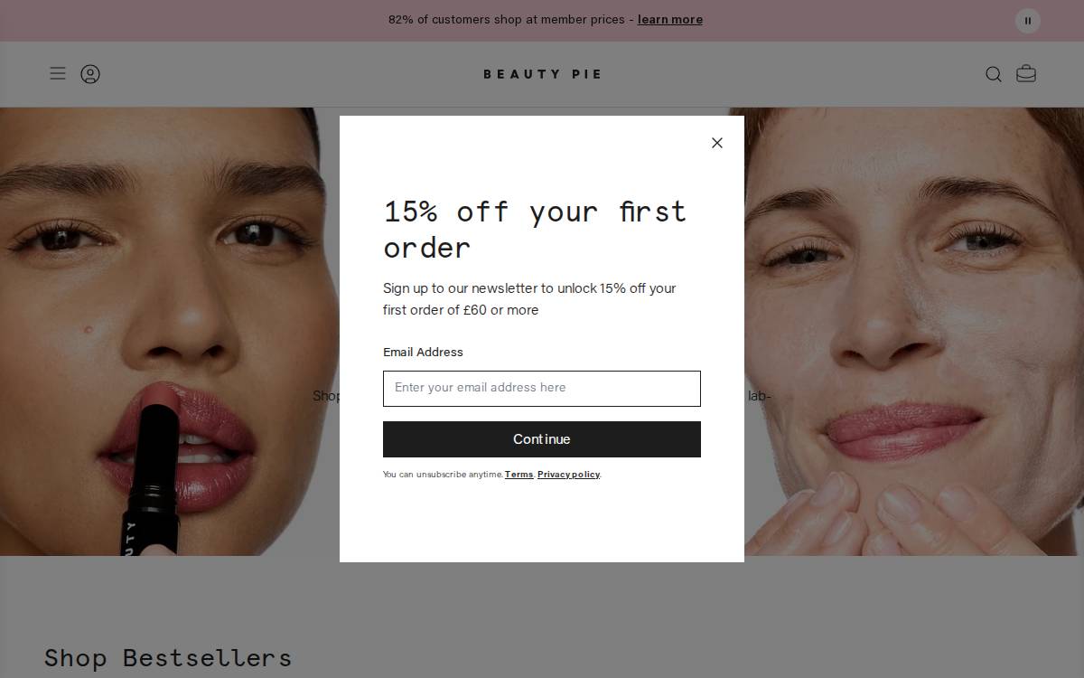 Beauty Pie website preview
