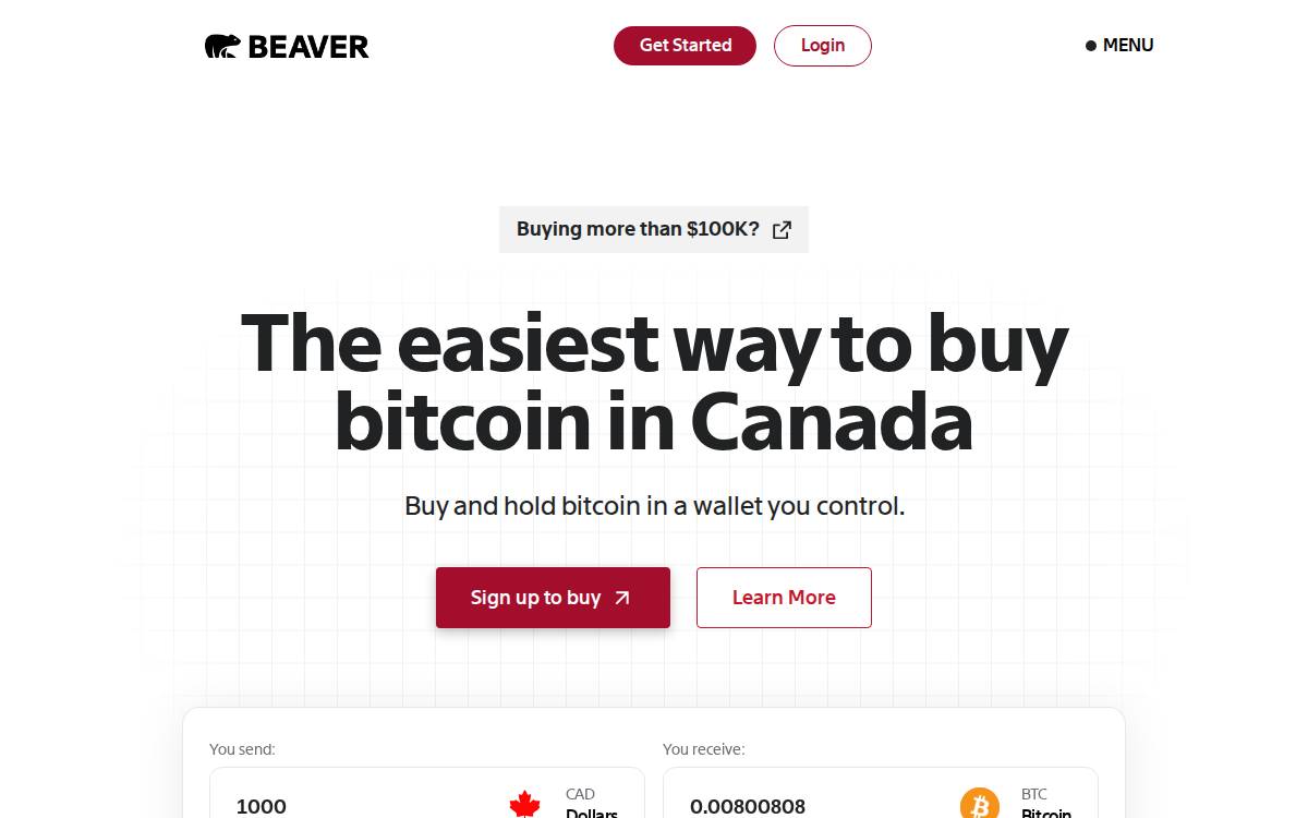 Beaver Bitcoin website preview