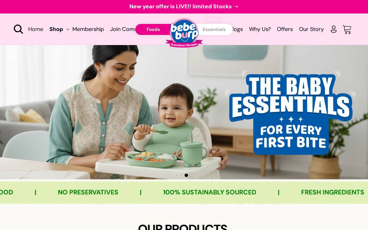 Bebe Burp website preview