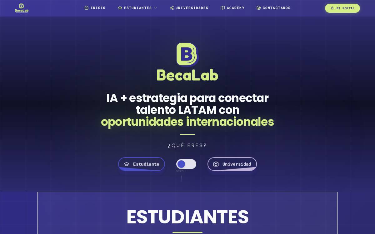 BecaLab website preview