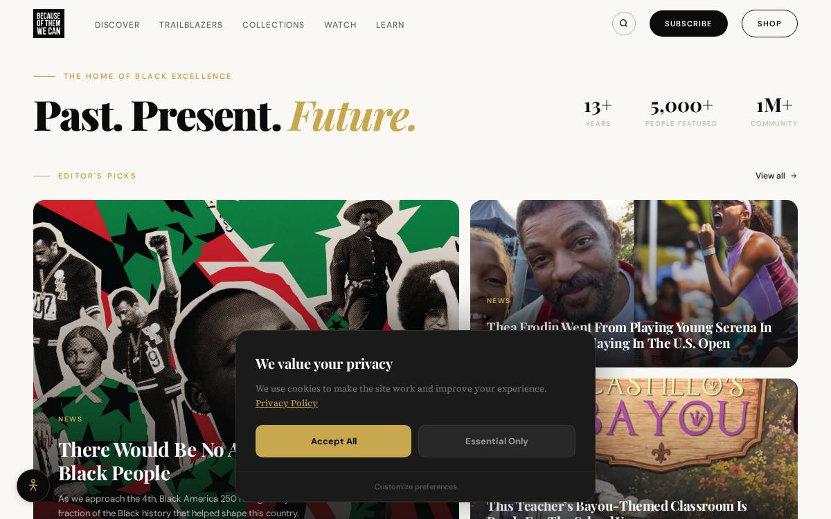 Because of Them We Can website preview