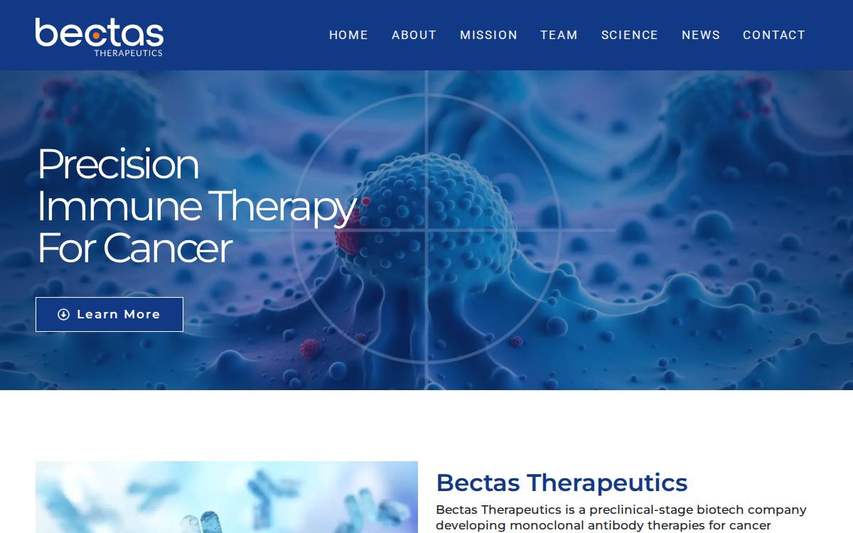 Bectas Therapeutics website preview