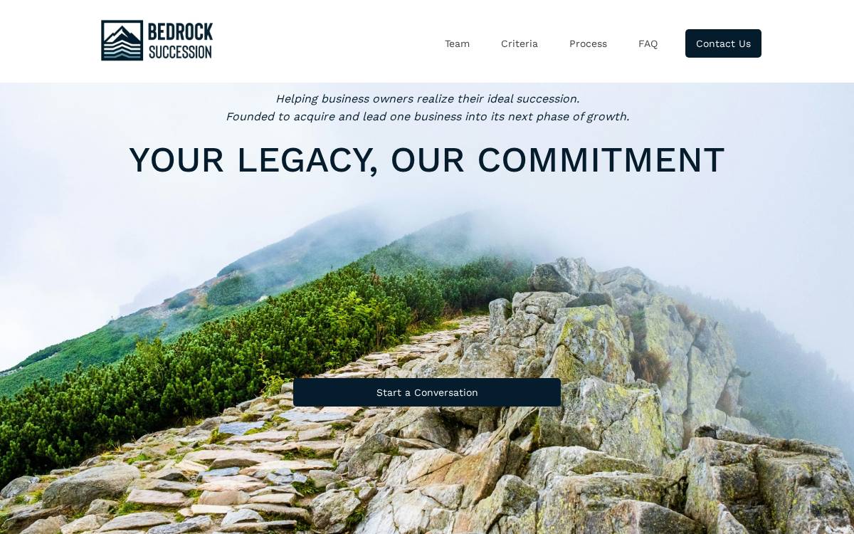 Bedrock Succession website preview