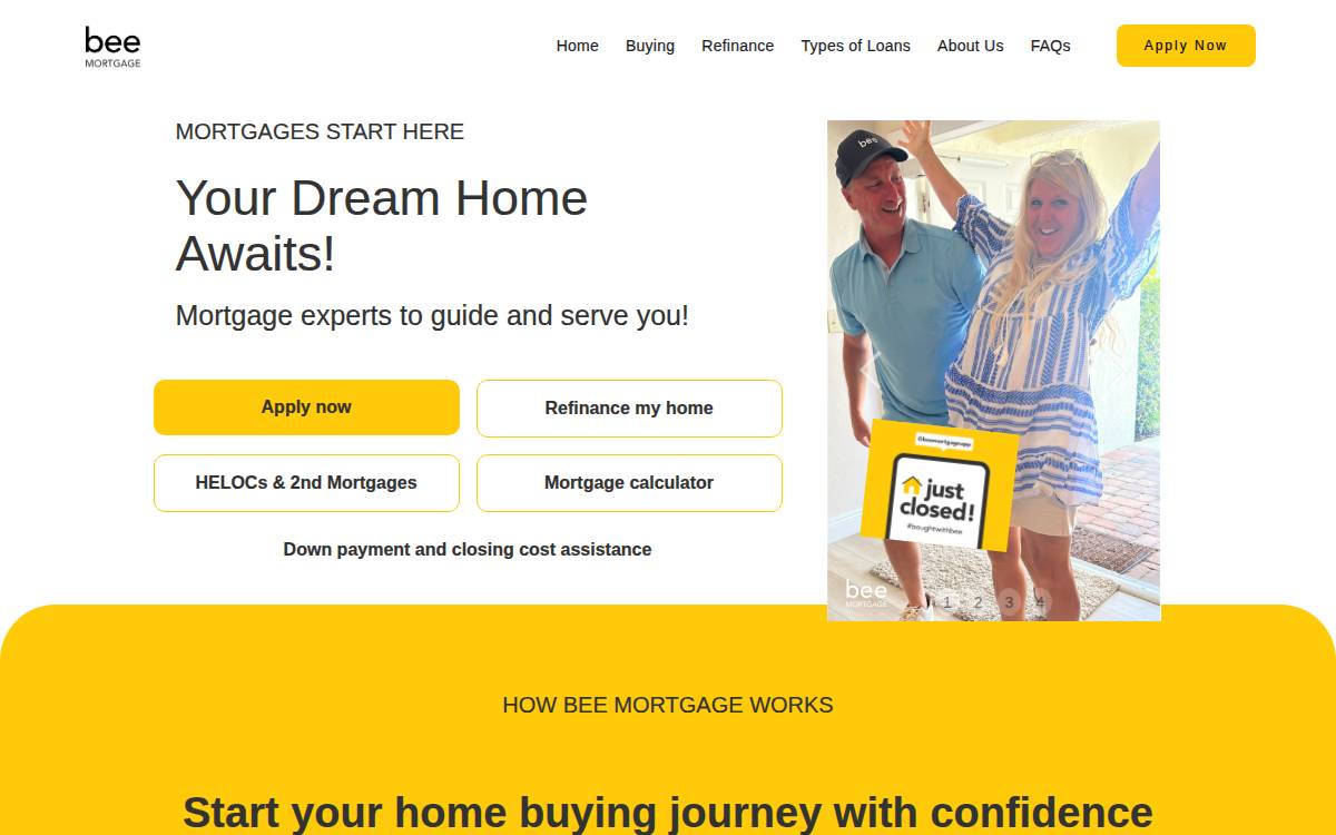 Bee Mortgage website preview