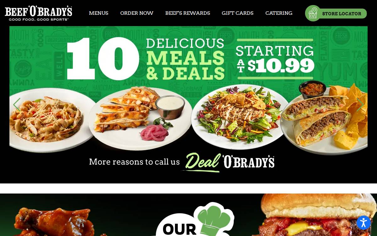 Beef 'O' Brady's website preview