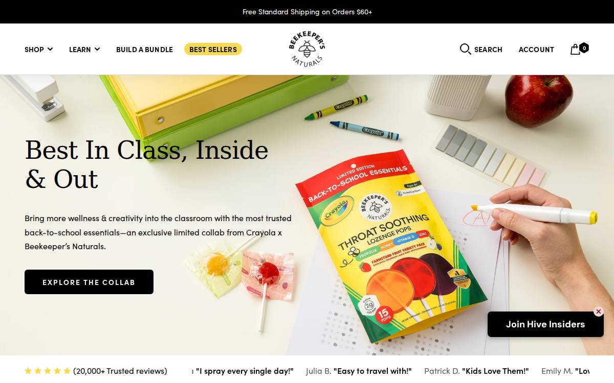 Beekeeper's Naturals website preview