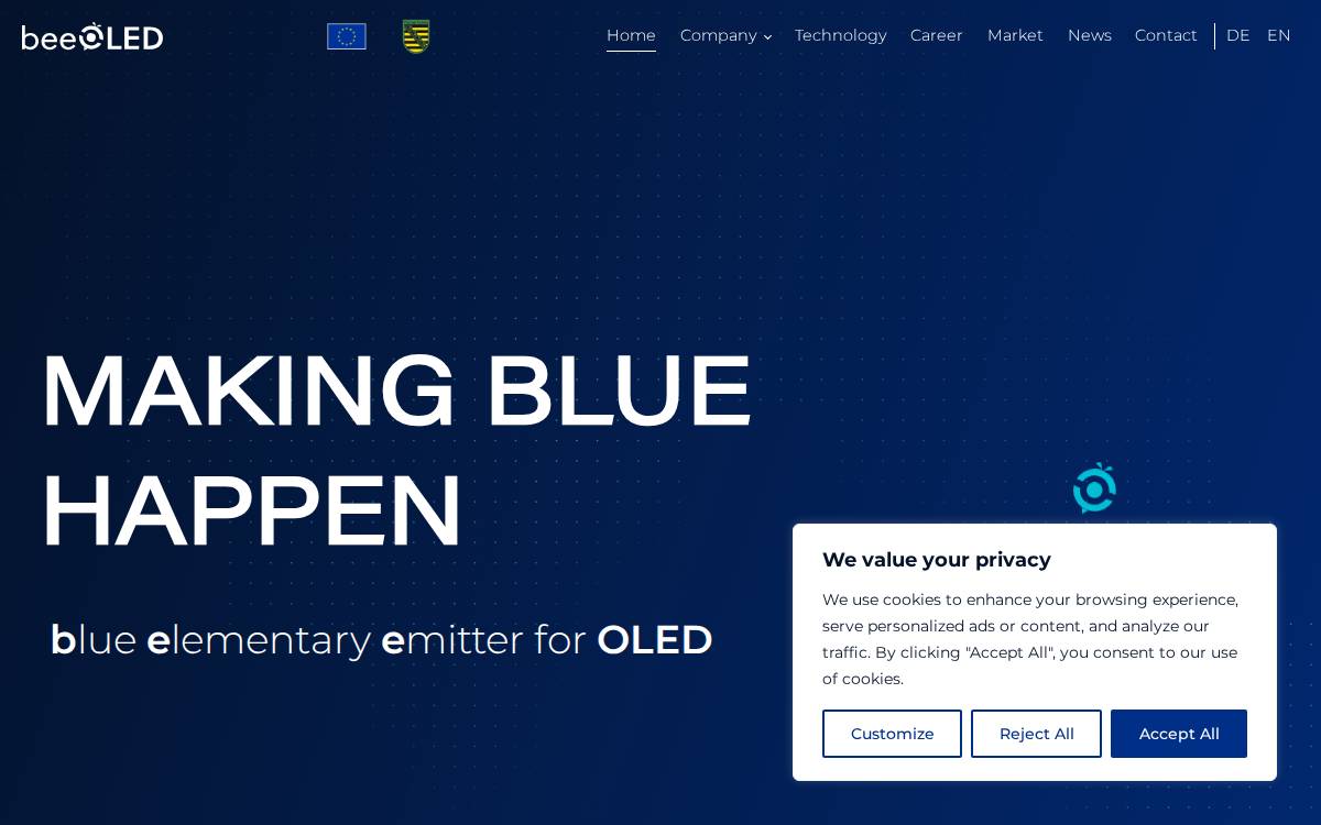beeOLED website preview