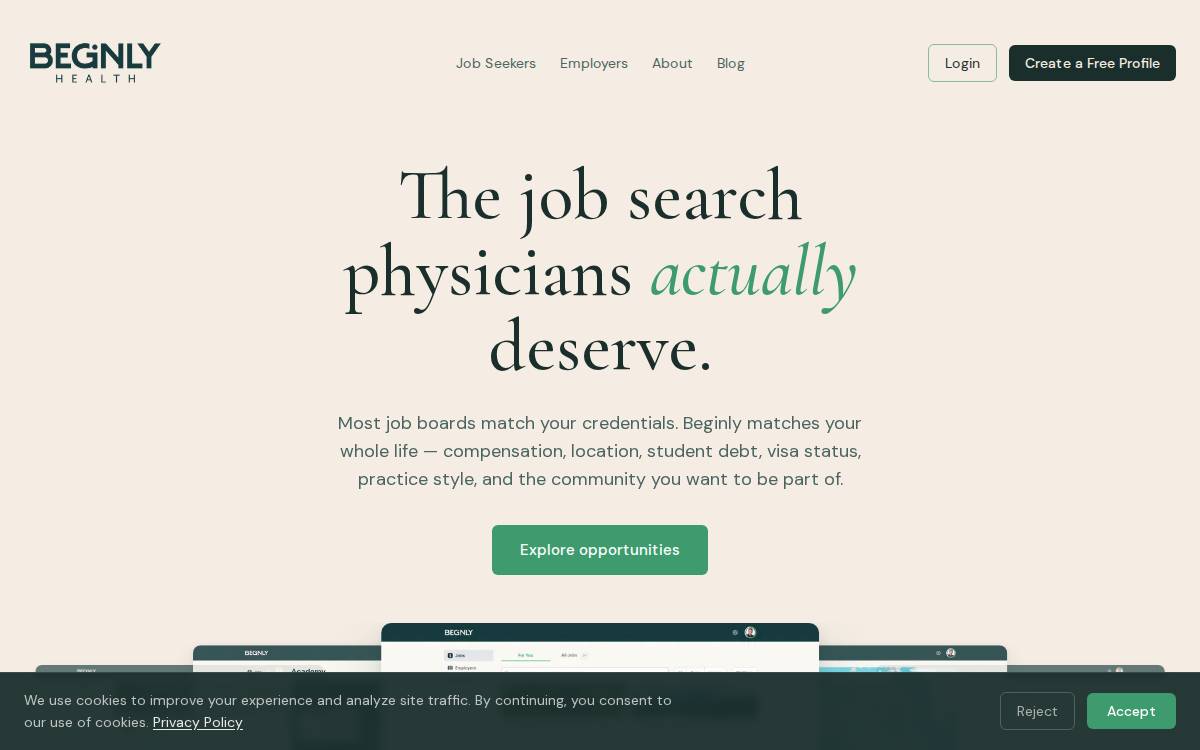 Beginly Health Enjoy The Work website preview