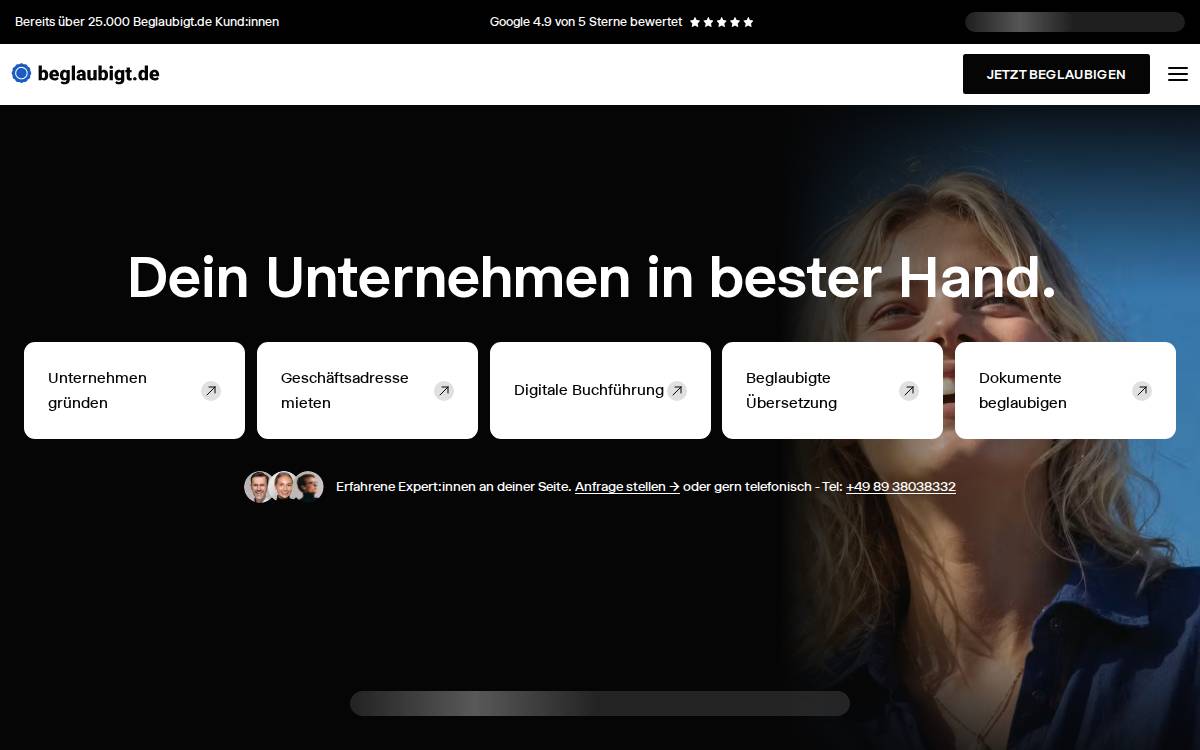 Beglaubigt.de website preview