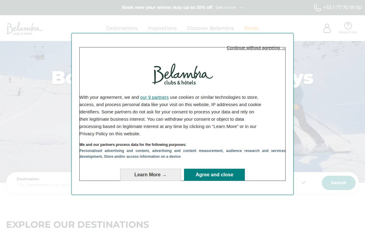 Belambra website preview
