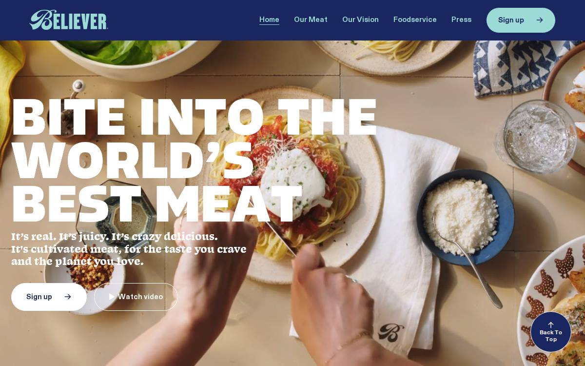 Believer Meats website preview