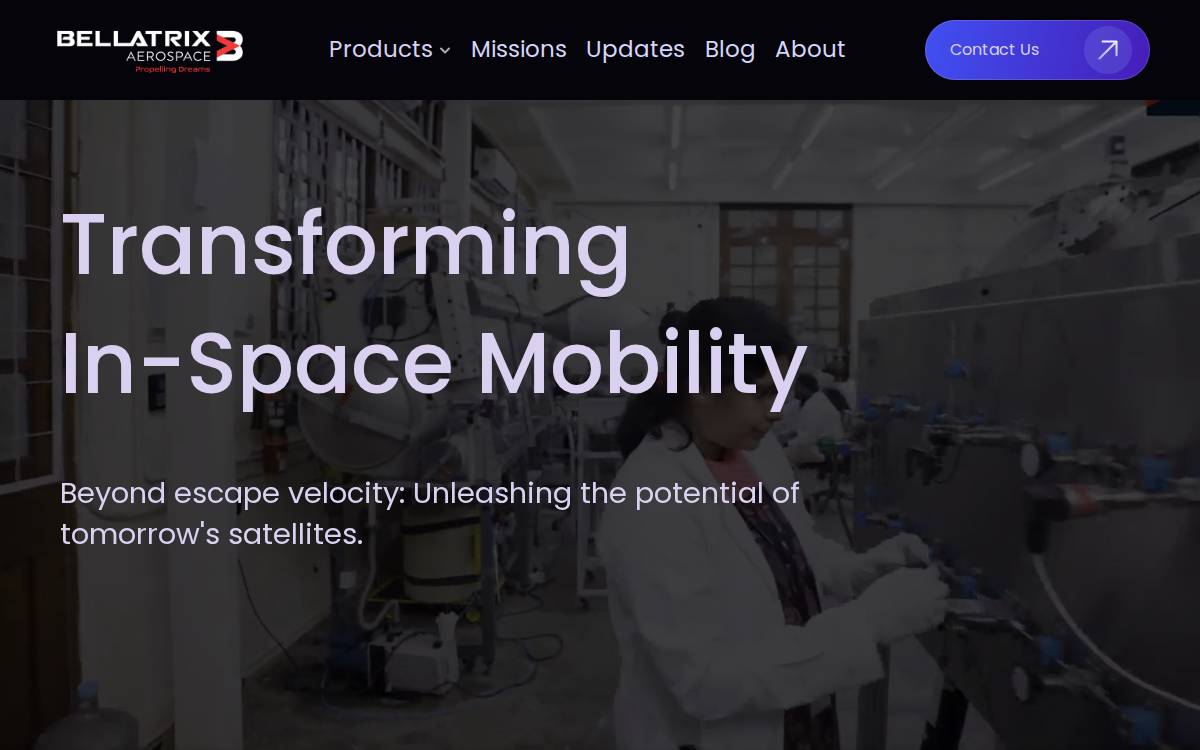Bellatrixaerospace website preview