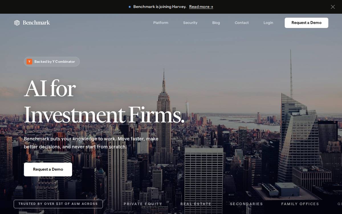 Benchmark website preview