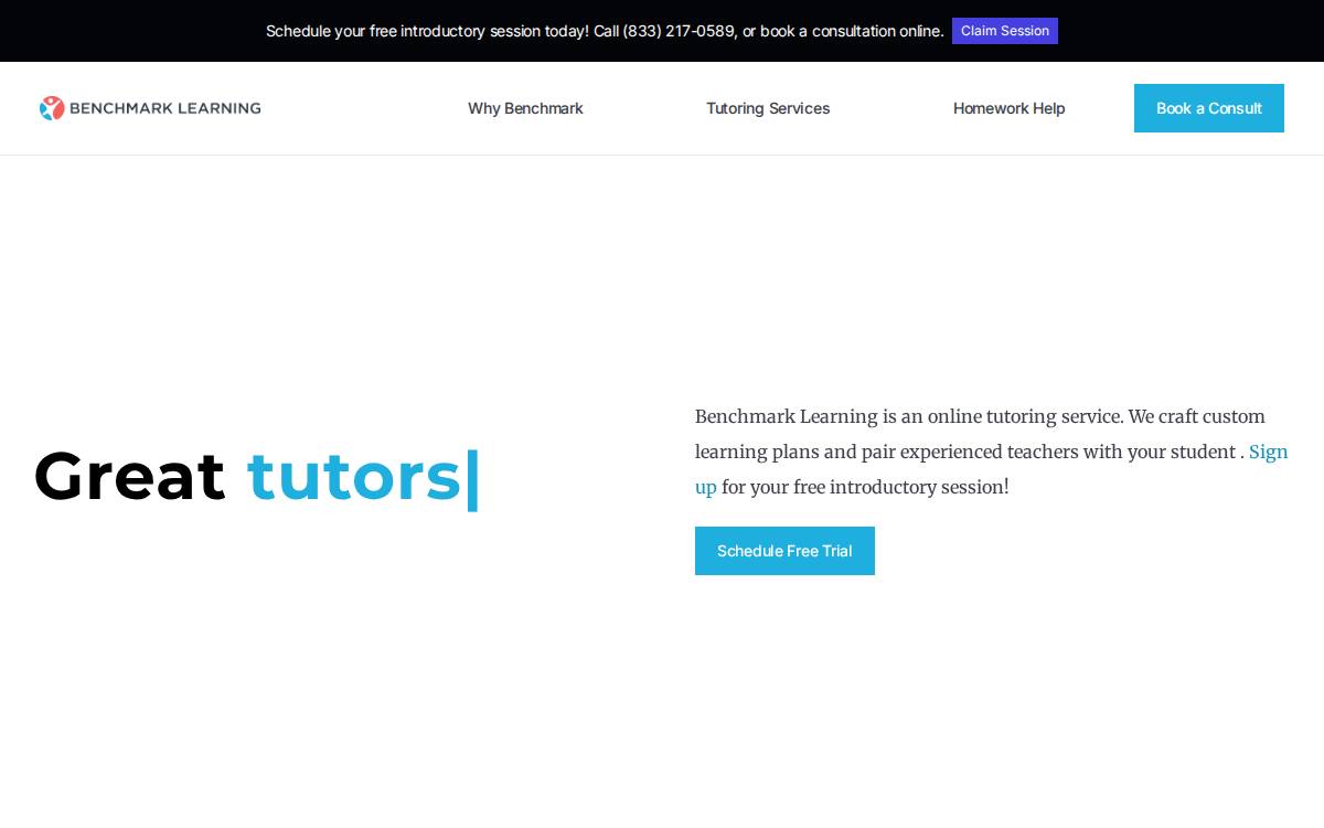 Benchmark Learning website preview