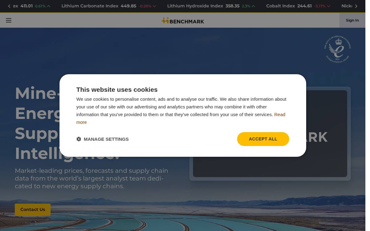 Benchmark Mineral Intelligence website preview