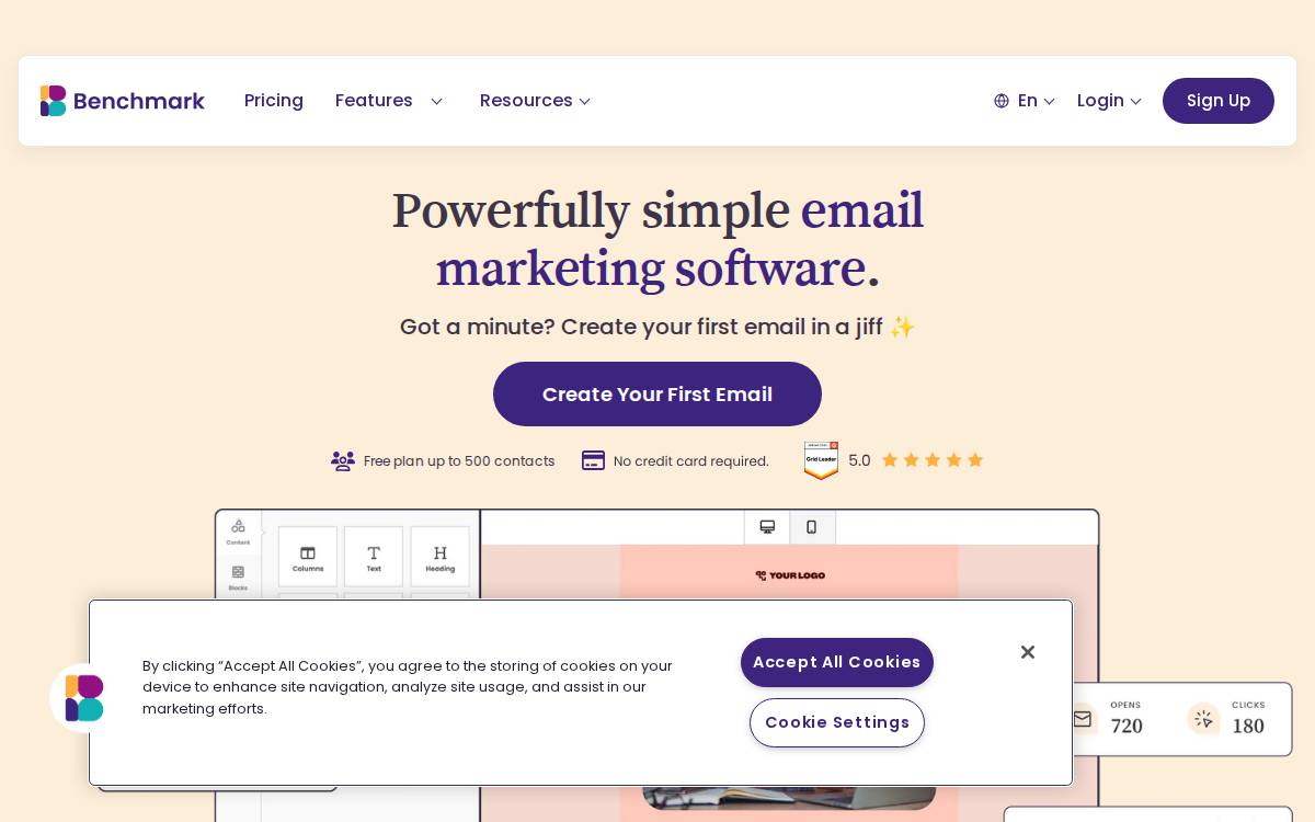 Benchmarkemail website preview