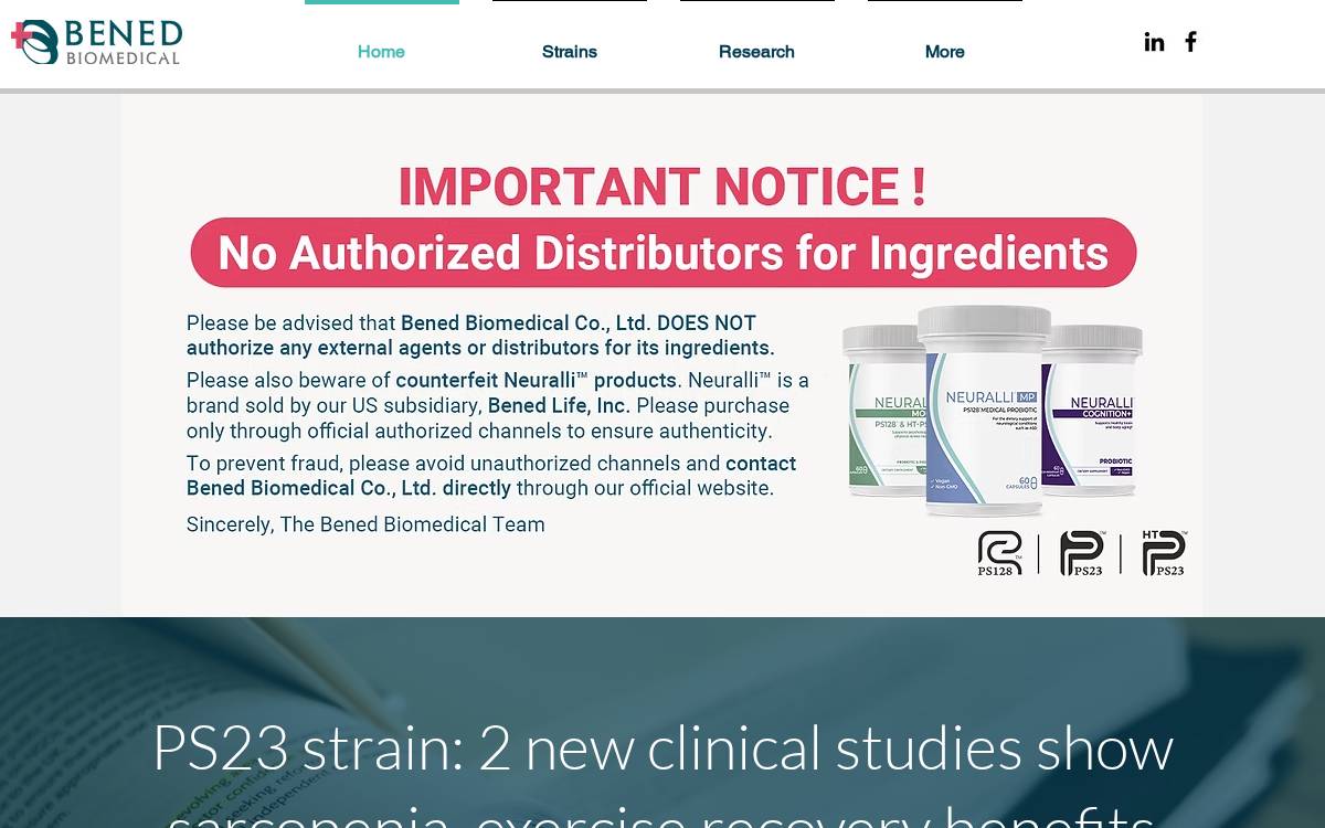 Bened Biomedical website preview