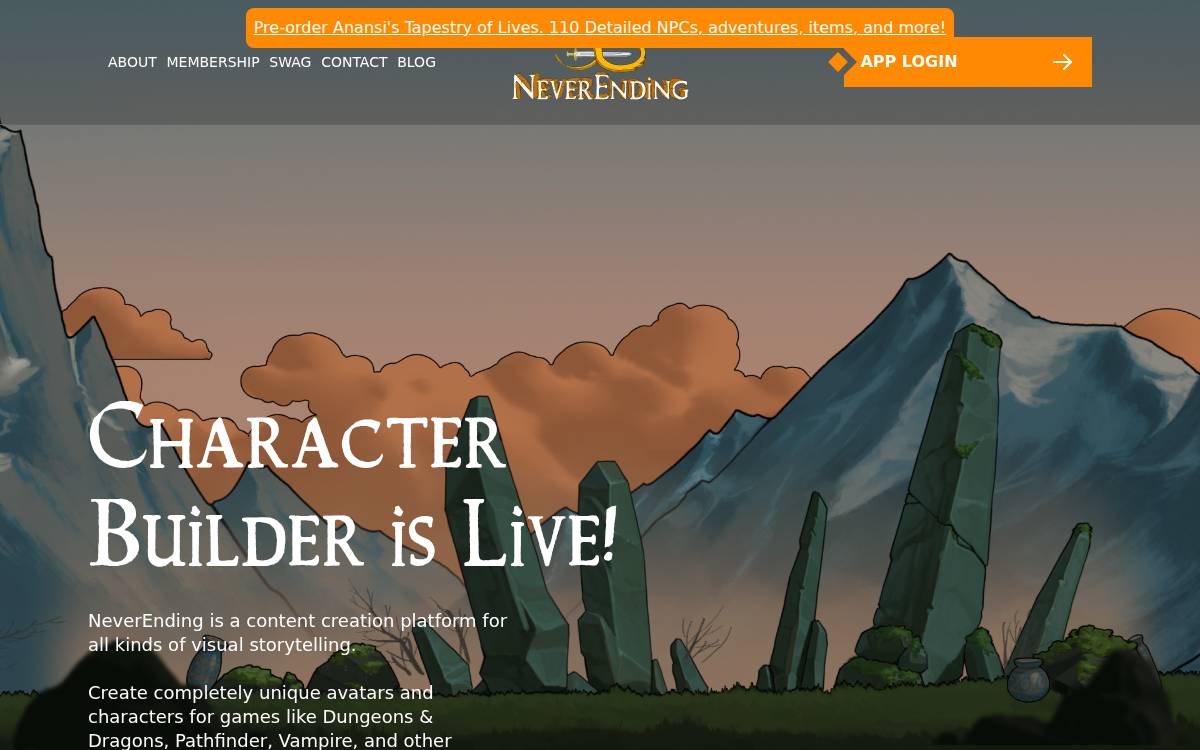 Beneverending website preview