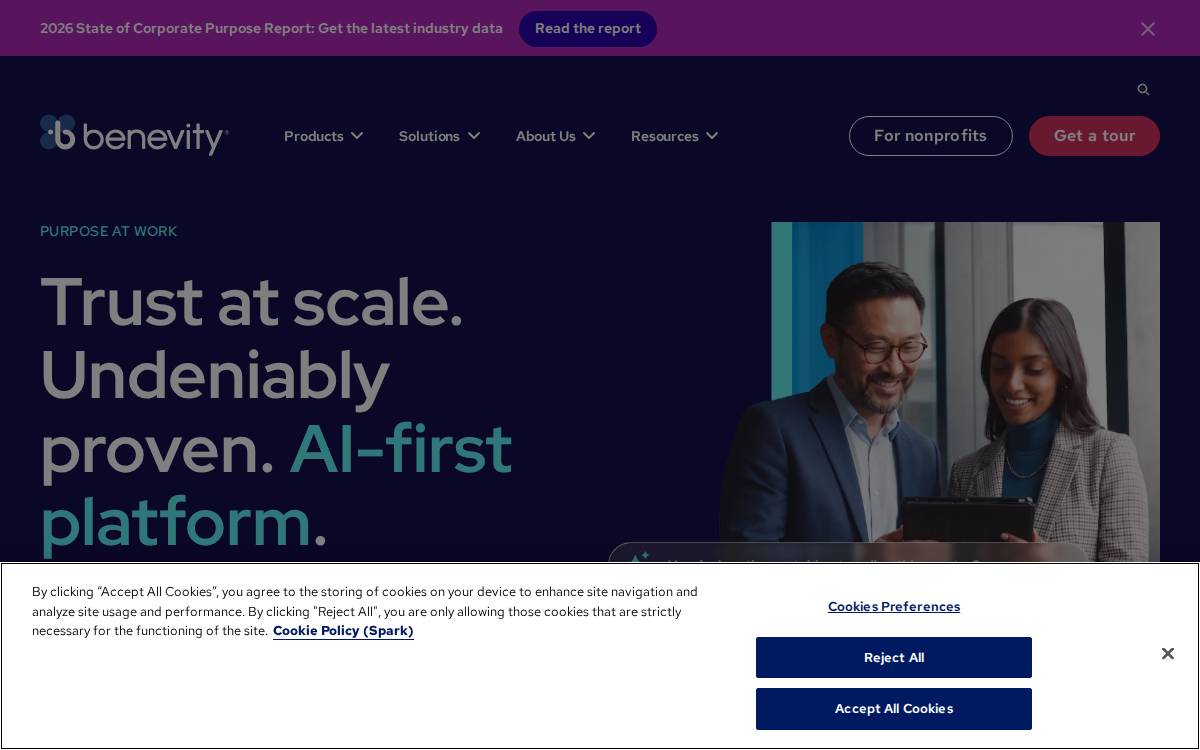 Benevity website preview