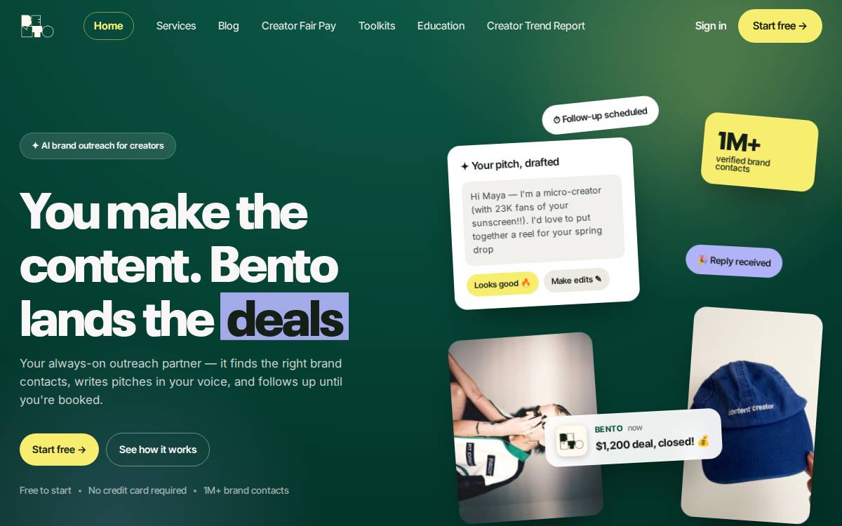 Bento website preview
