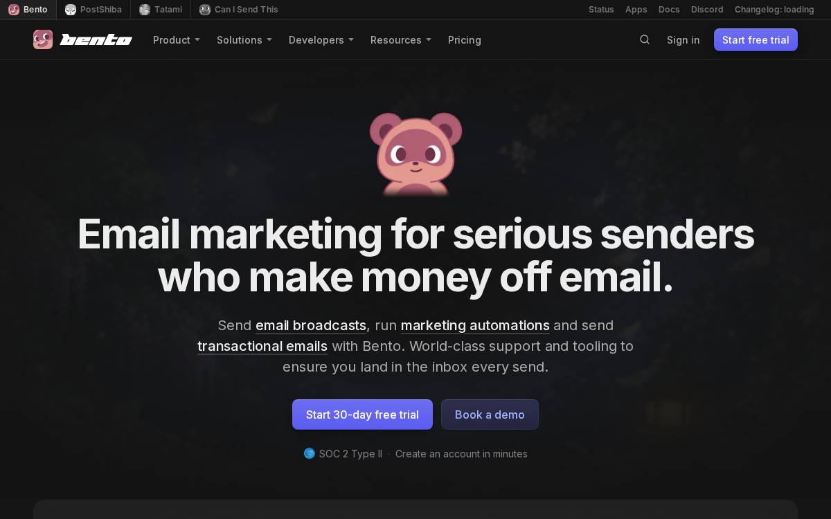 Bento website preview