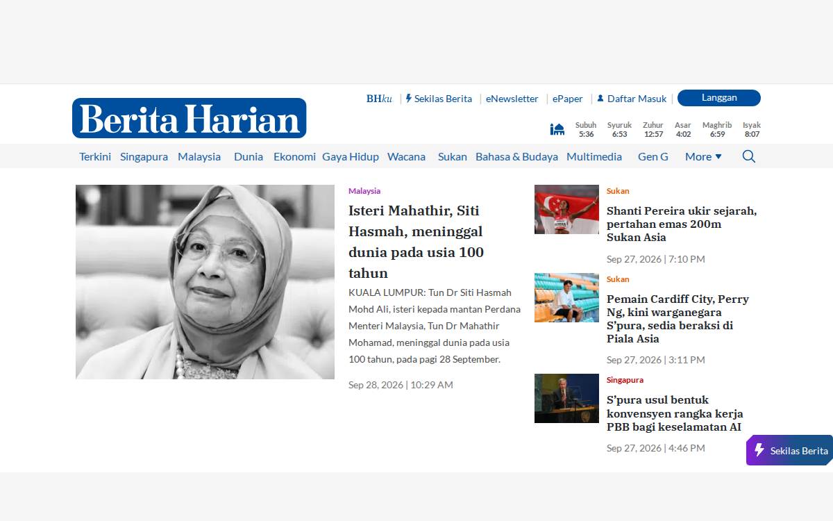 Berita Harian website preview