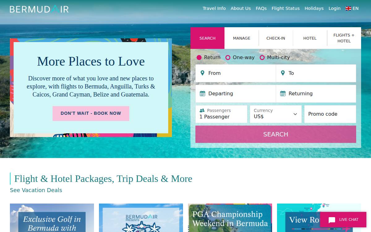 BermudAir website preview