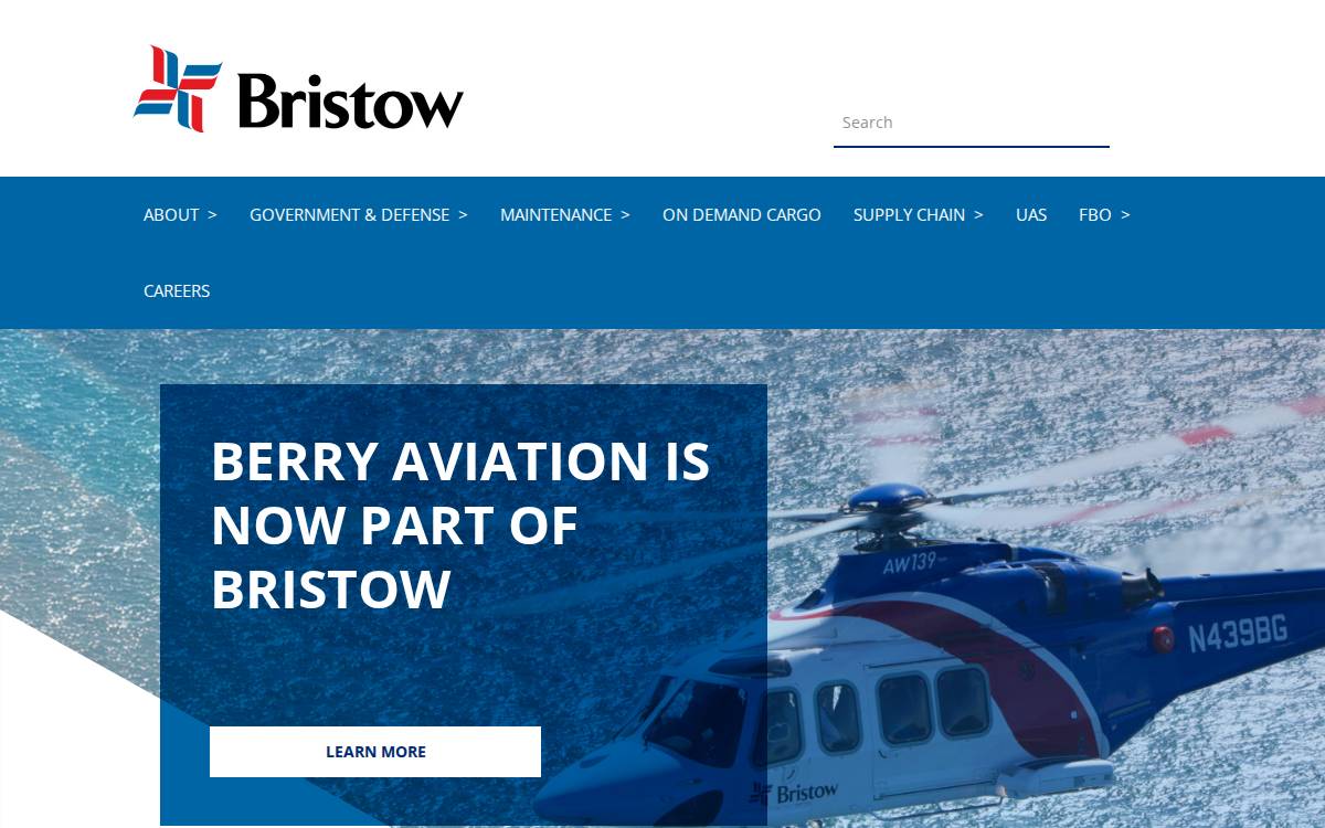 Berry Aviation website preview