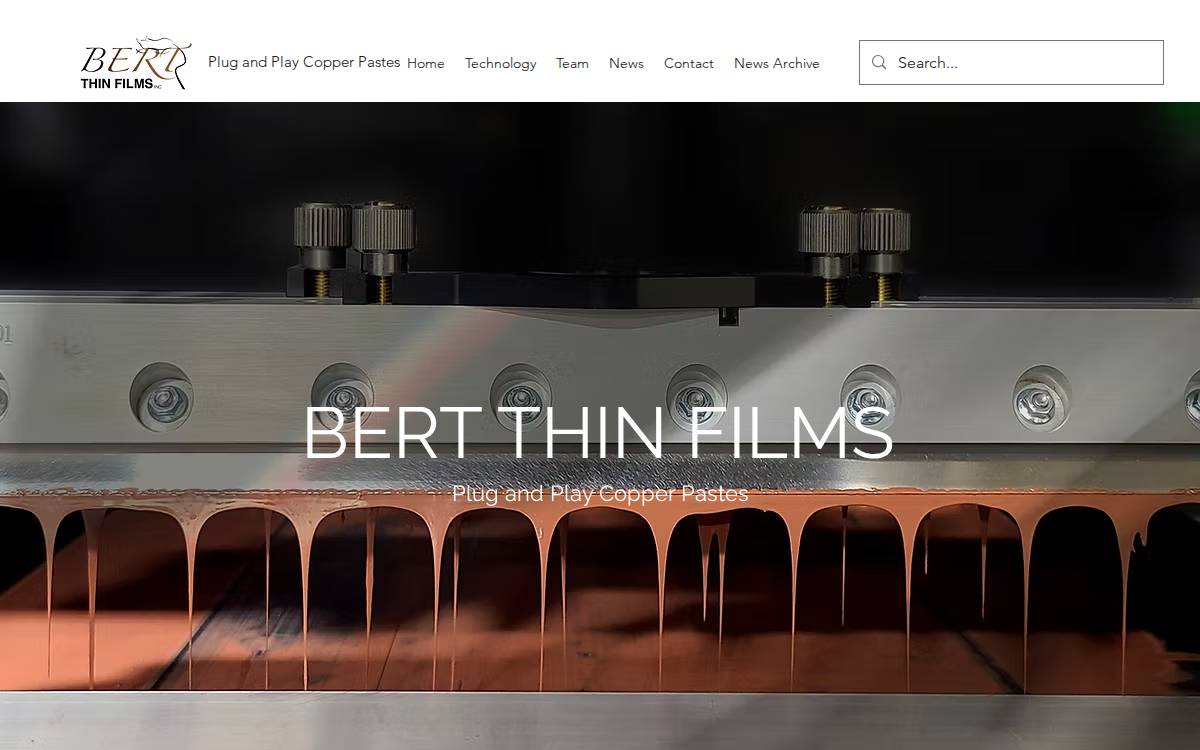 Bert Thin Films website preview