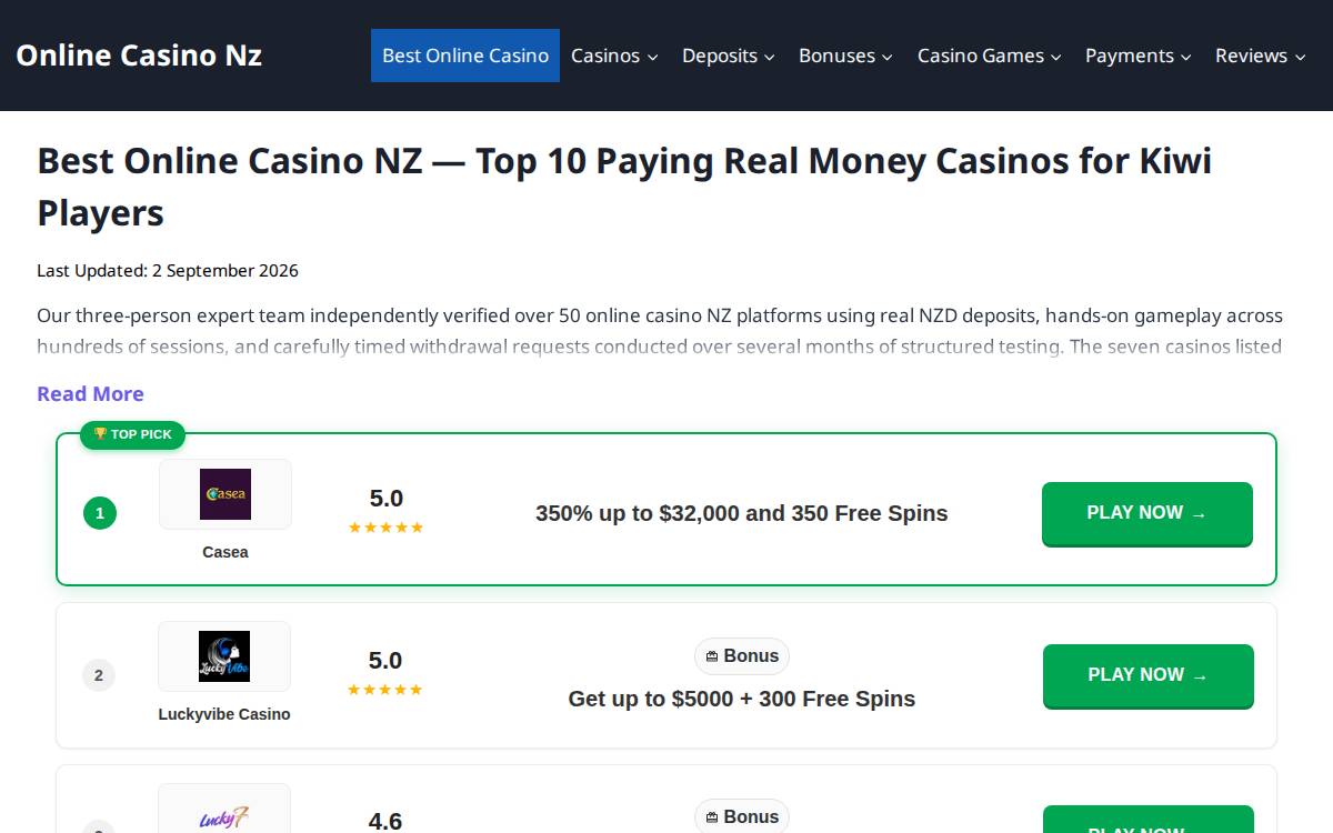 Best online casino nz website preview