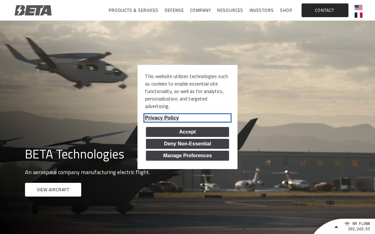 Beta Technologies website preview