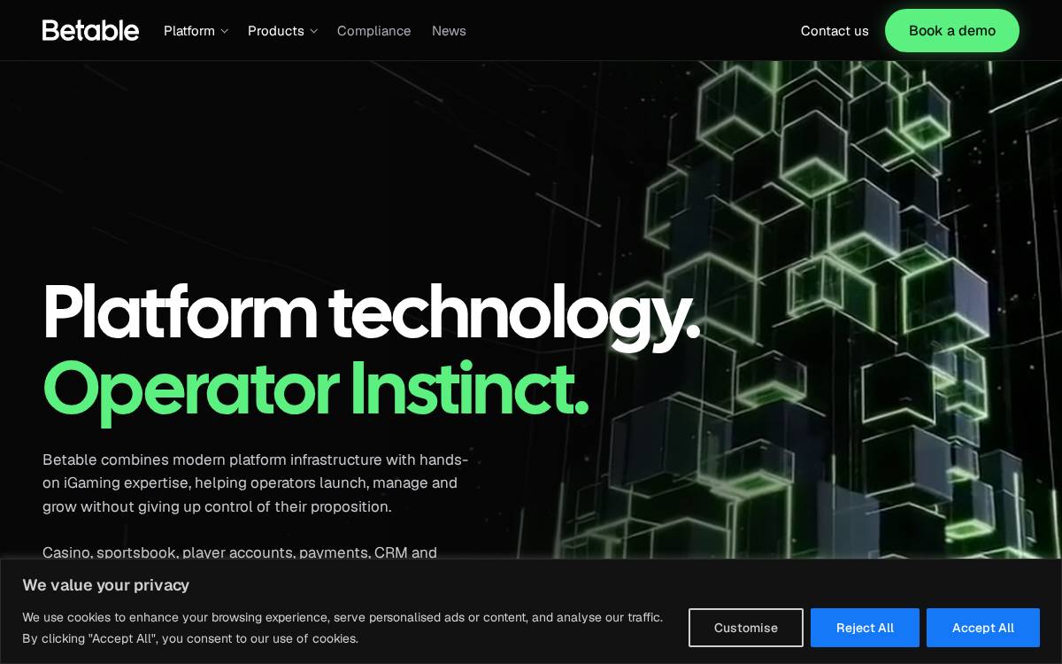 Betable website preview