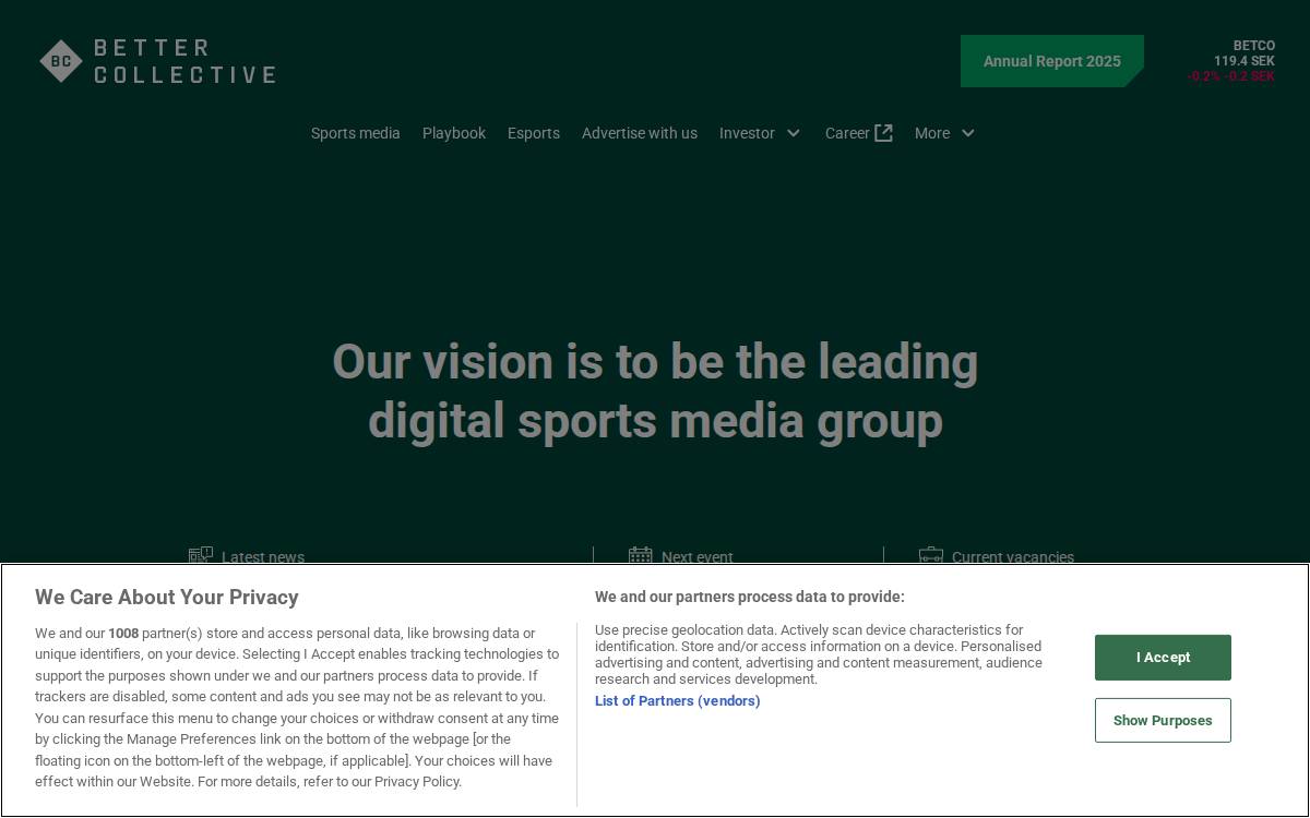 Better Collective website preview