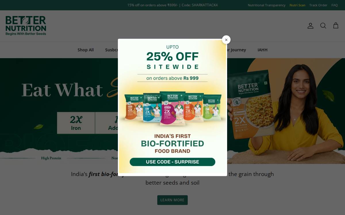 Better Nutrition website preview